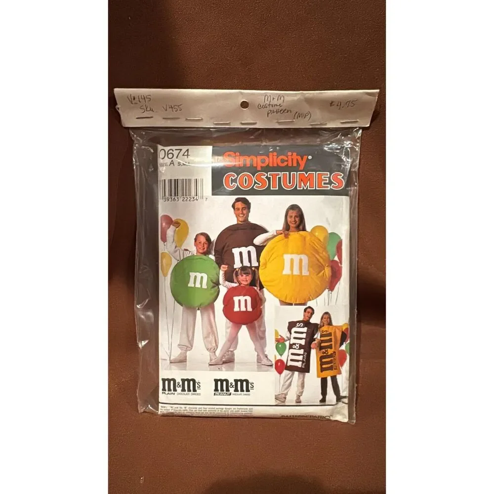 Simplicity Unisex M & M Costume Pattern Sizes S, M, L